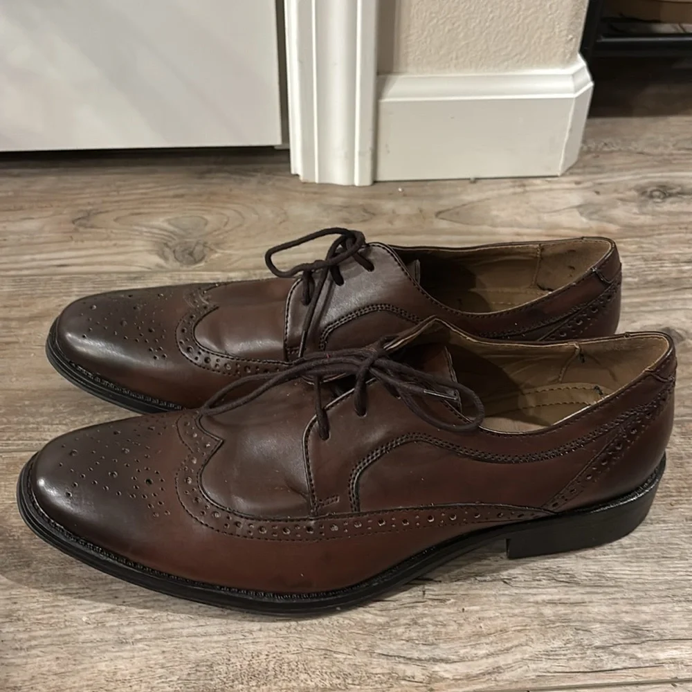 Apt. 9 Men Wingtip Brown Leather Dress Shoes Size 10.5